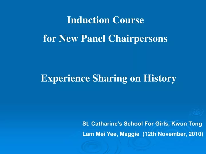 induction course for new panel chairpersons