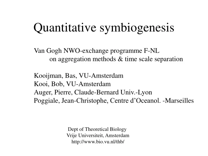 quantitative symbiogenesis