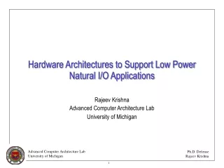 Hardware Architectures to Support Low Power Natural I/O Applications