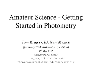 Amateur Science - Getting Started in Photometry