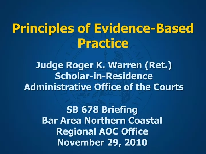 principles of evidence based practice