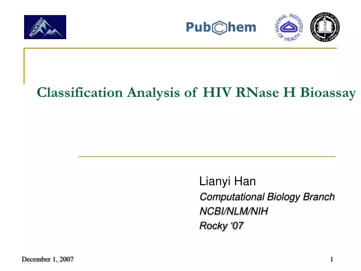 classification analysis of hiv rnase h bioassay