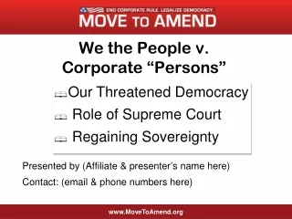 We the People v.  Corporate  “ Persons ”