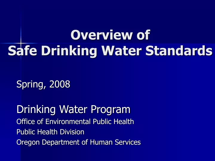 overview of safe drinking water standards