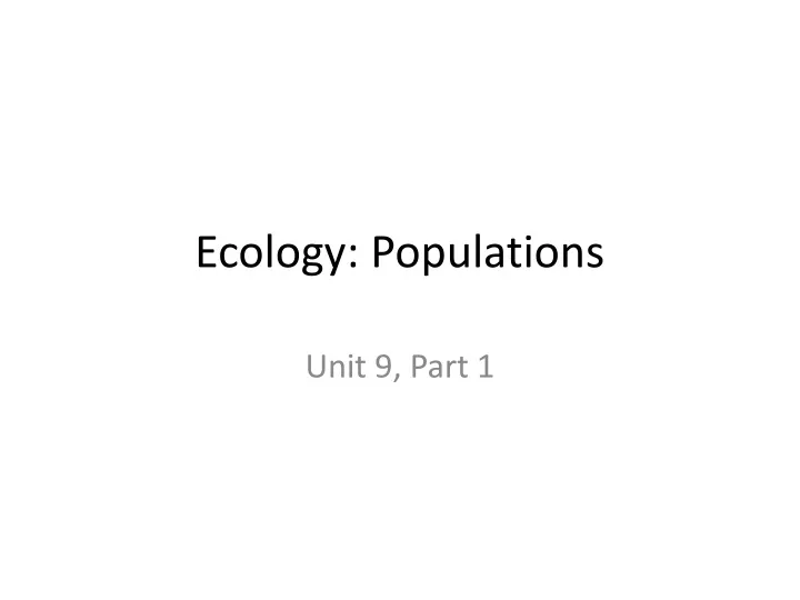 ecology populations