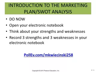 INTRODUCTION TO THE MARKETING PLAN/SWOT ANALYSIS