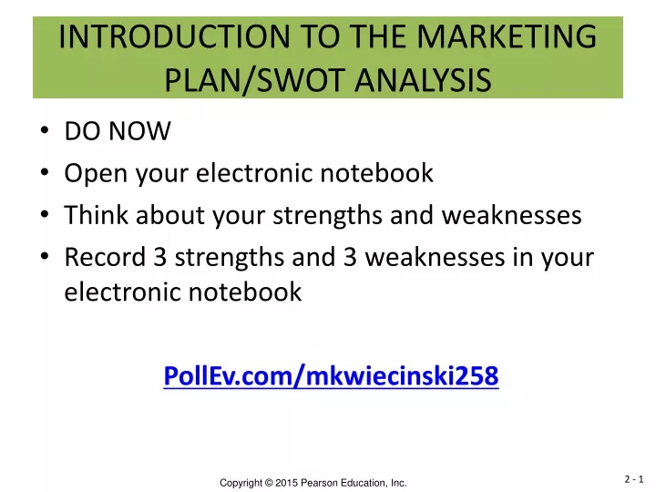 introduction to the marketing plan swot analysis