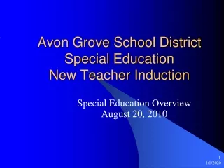 Avon Grove School District Special Education  New Teacher Induction