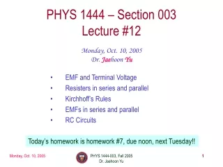 PHYS 1444 – Section 003 Lecture #12
