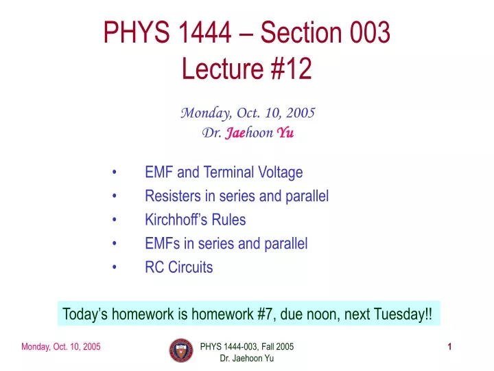 phys 1444 section 003 lecture 12