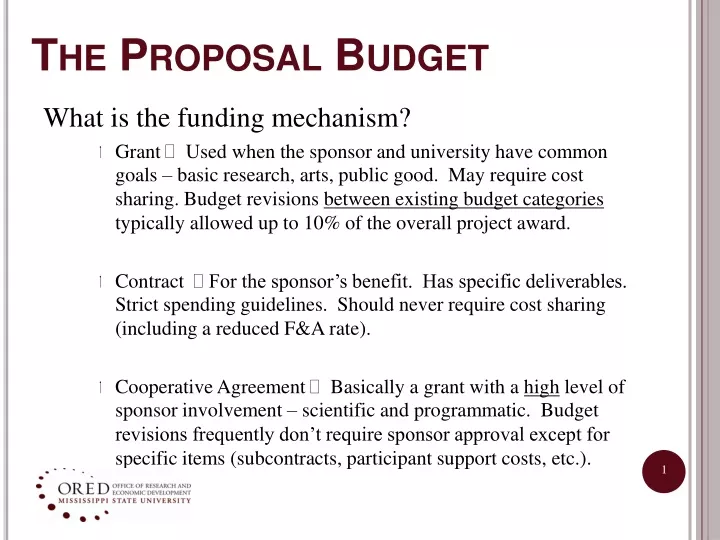 the proposal budget