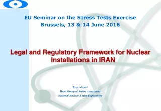 EU Seminar on the Stress Tests Exercise Brussels, 13 &amp; 14 June 2016