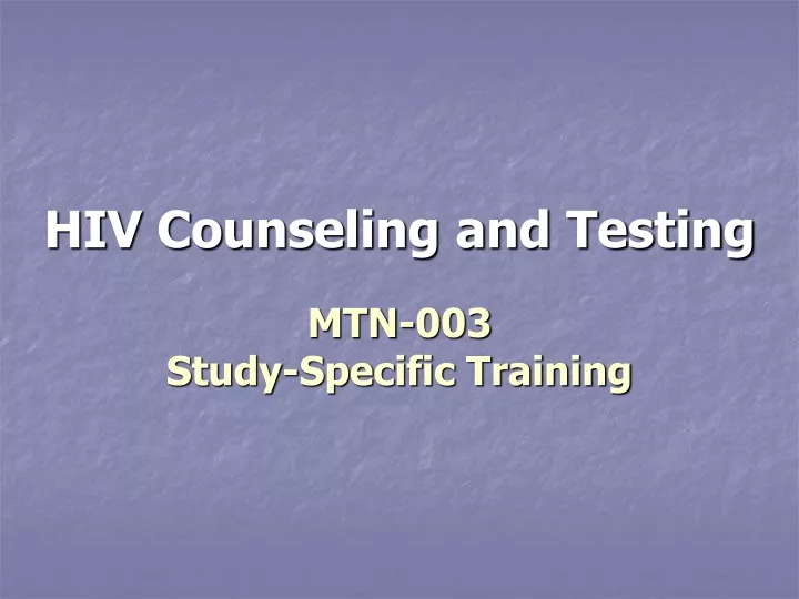 hiv counseling and testing
