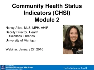 Community Health Status Indicators (CHSI) Module 2