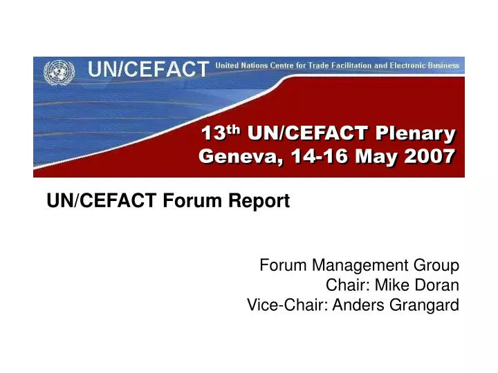 13 th un cefact plenary geneva 14 16 may 2007