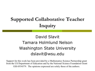 Supported Collaborative Teacher Inquiry