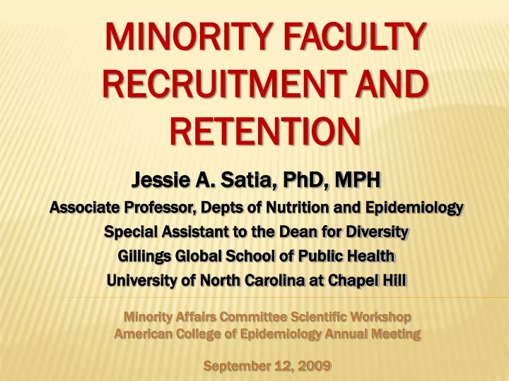 minority faculty recruitment and retention
