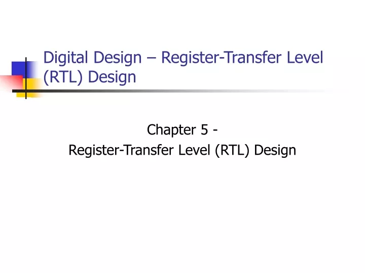 digital design register transfer level rtl design