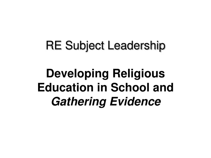 re subject leadership developing religious