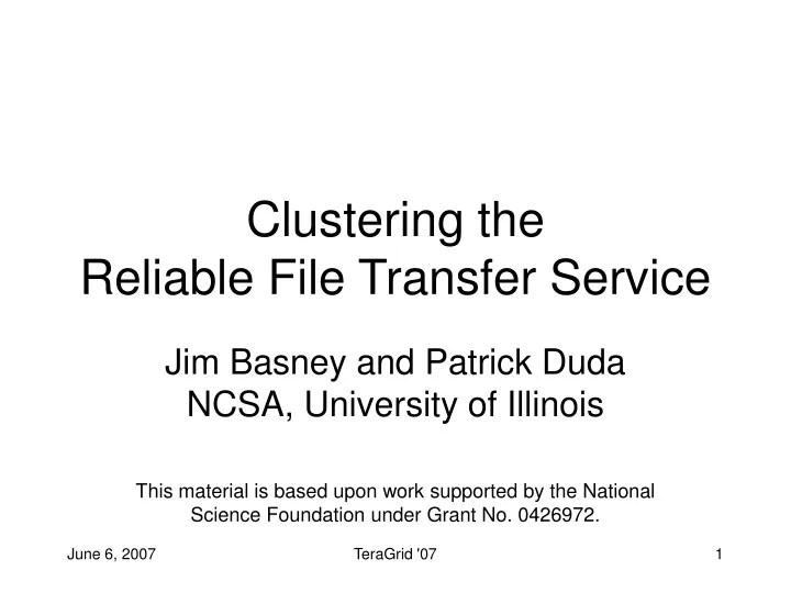 clustering the reliable file transfer service