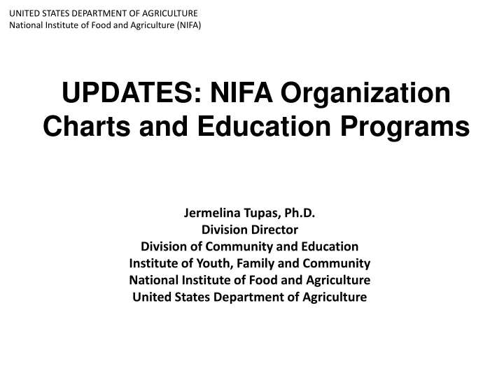 updates nifa organization charts and education programs