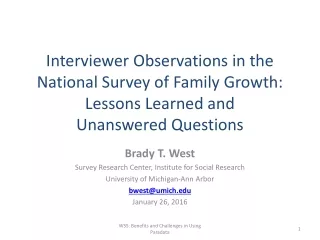 Brady T. West Survey Research Center, Institute for Social Research