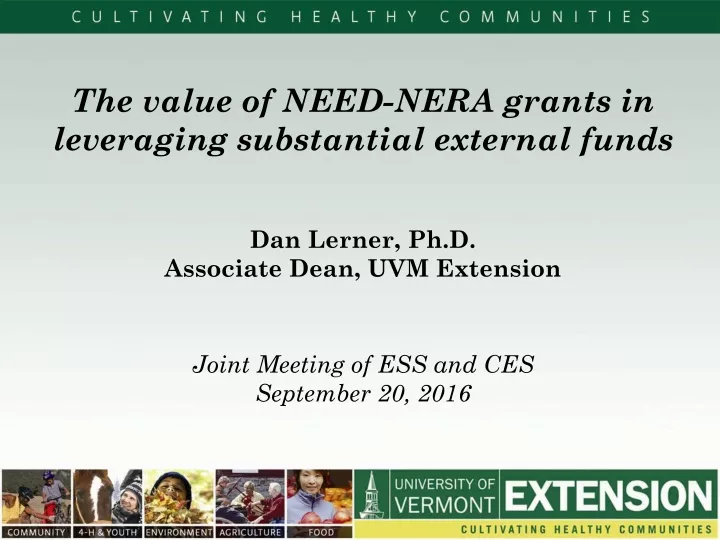 the value of need nera grants in leveraging