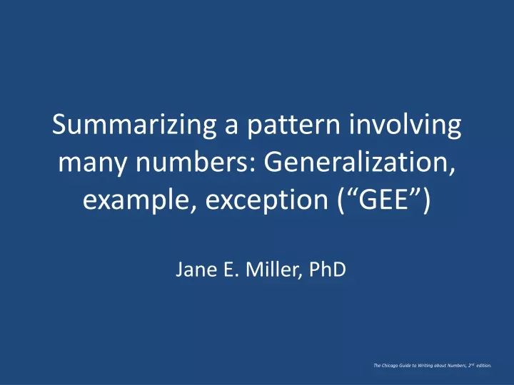 summarizing a pattern involving many numbers generalization example exception gee