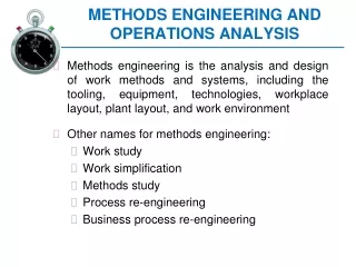 METHODS ENGINEERING AND OPERATIONS ANALYSIS