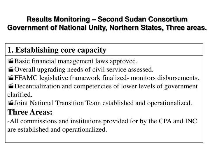 results monitoring second sudan consortium