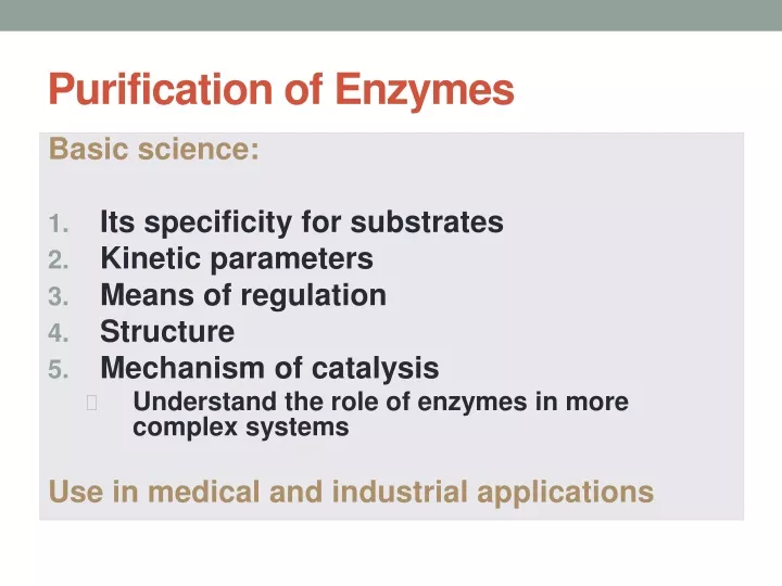 purification of enzymes