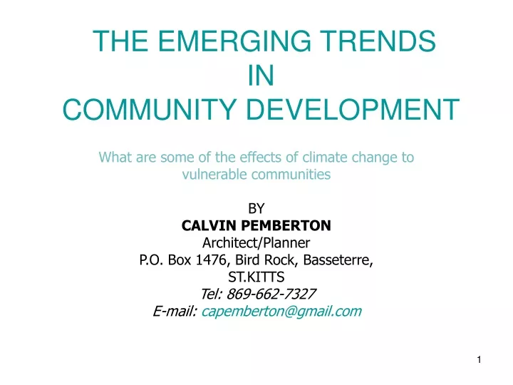 the emerging trends in community development