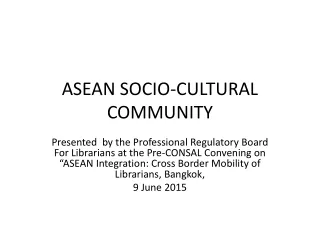 ASEAN SOCIO-CULTURAL COMMUNITY