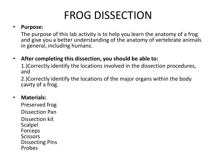 frog dissection