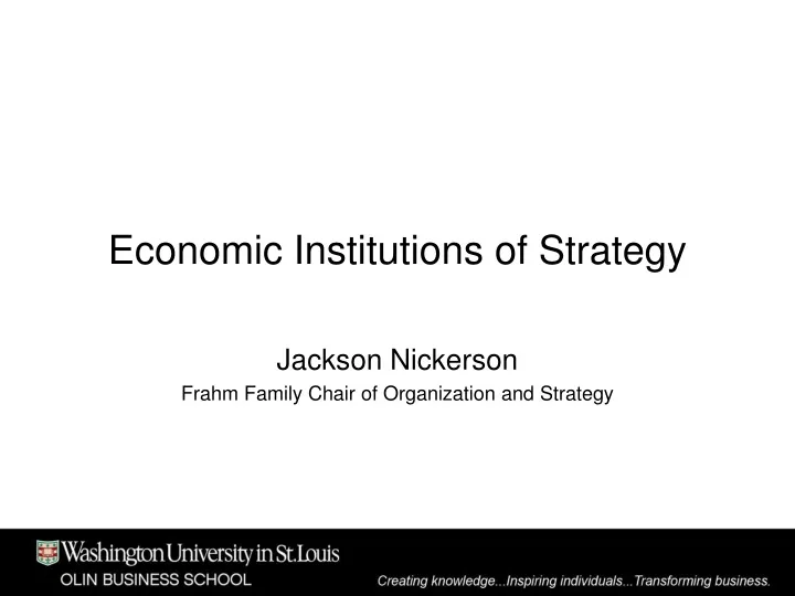 economic institutions of strategy