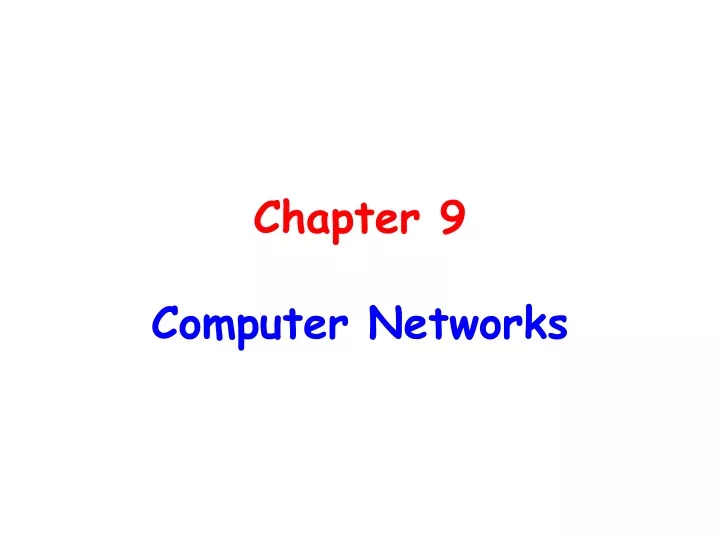 chapter 9 computer networks
