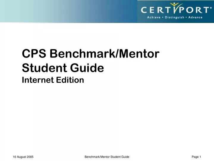 cps benchmark mentor student guide internet edition