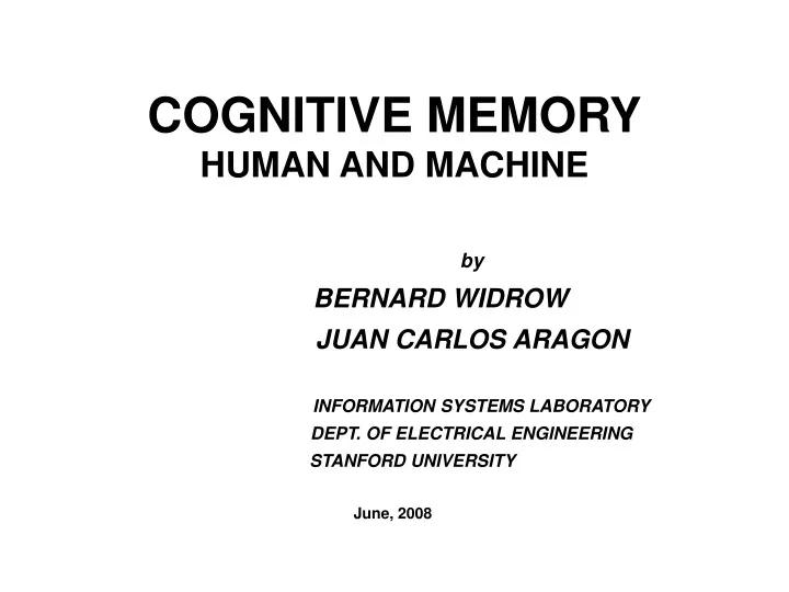 cognitive memory human and machine