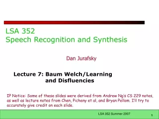 LSA 352 Speech Recognition and Synthesis