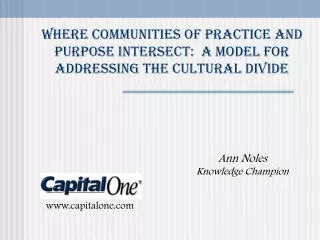 Where Communities of Practice and purpose Intersect:  A model for Addressing the cultural divide