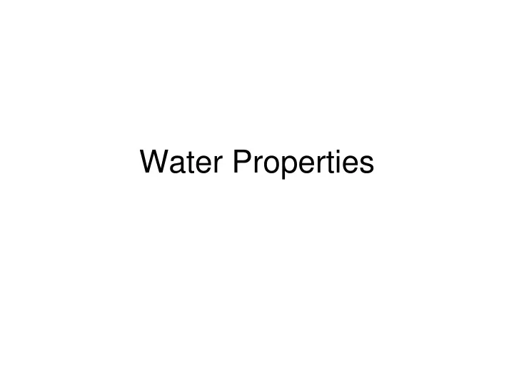 water properties