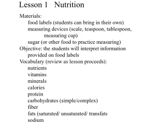 Lesson 1   Nutrition