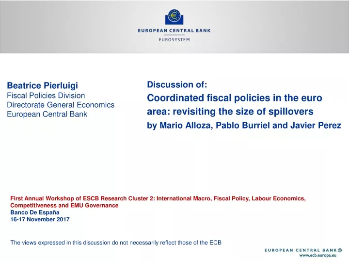 discussion of coordinated fiscal policies