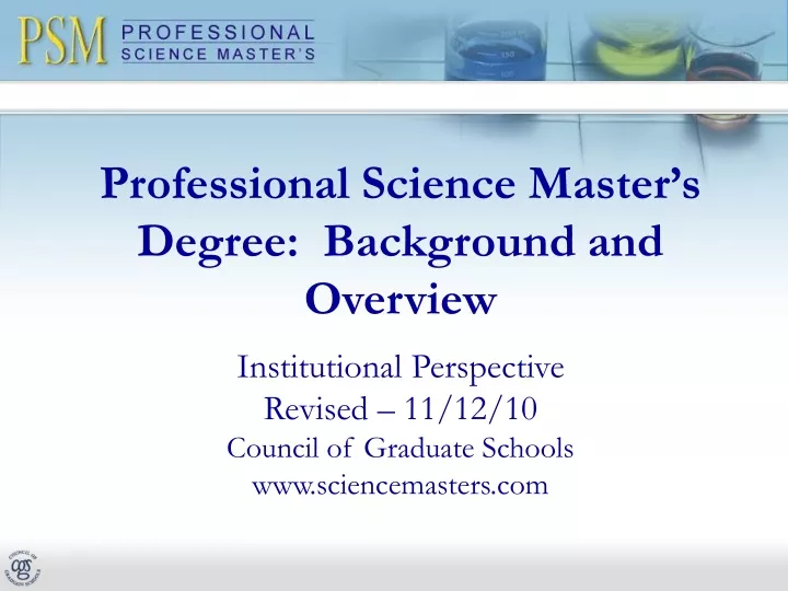 professional science master s degree background and overview