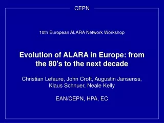 10th European ALARA Network Workshop