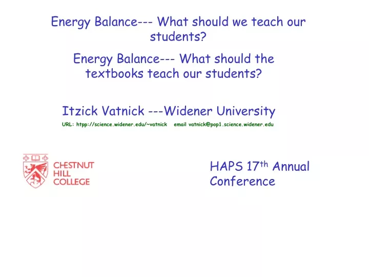 energy balance what should we teach our students