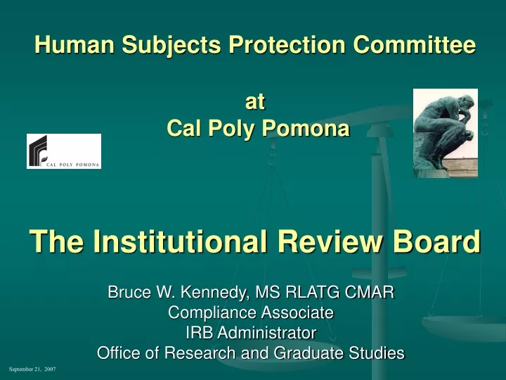 human subjects protection committee at cal poly pomona the institutional review board