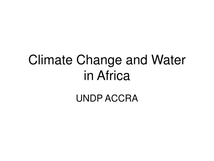 climate change and water in africa