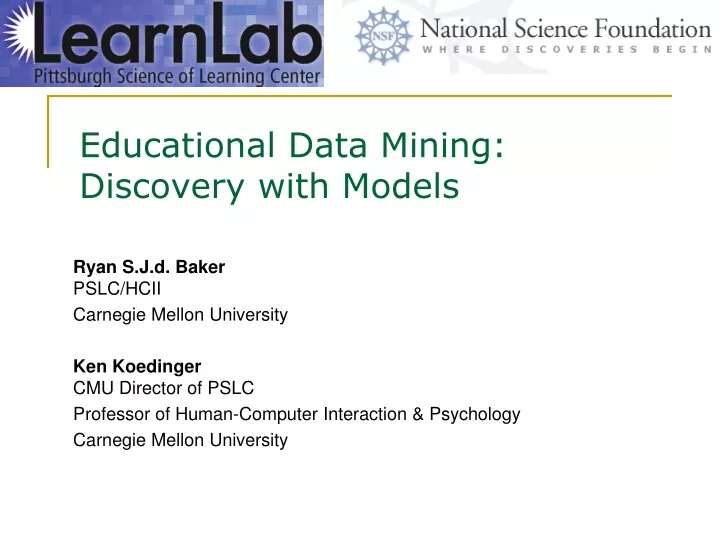 educational data mining discovery with models