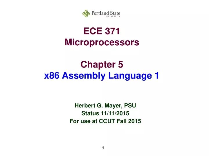 ece 371 microprocessors chapter 5 x86 assembly